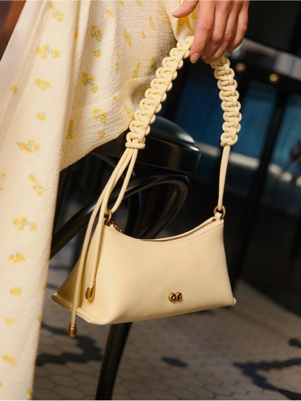 NEW Cult Gaia Osa Braided Shoulder Bag in Buttercream MSRP $498